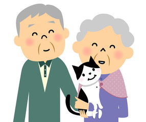 シニア夫婦と猫