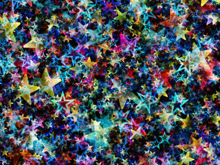 Fototapeta na wymiar many blur multicolored stars background with neon shining