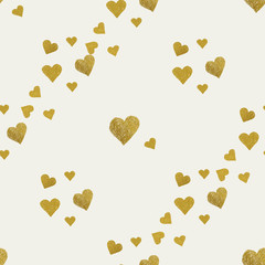 Golden  hearts seamless pattern