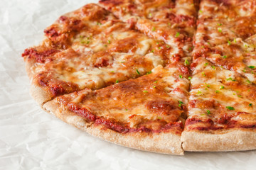 Pizza Margherita close up.