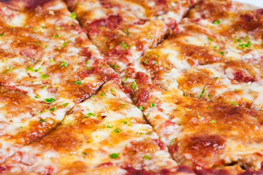 Pizza Margherita close up.