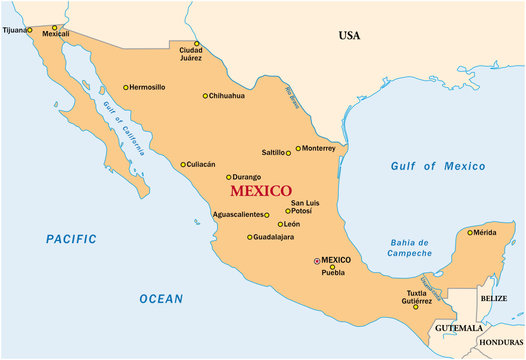 simple vector map of the state mexico