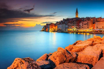 Cercles muraux Ville sur leau Stunning sunset with colorful sky,Rovinj,Istria region,Croatia,Europe