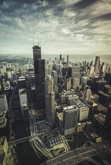 Chicago Skyline aerial view with downtown skyscrapers © marchello74