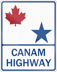 CanAm Highway shield with maple leaf and star