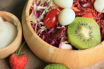 Spinach salad and fruit