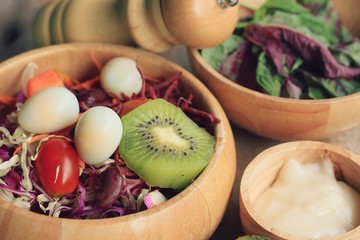 Spinach salad and fruit