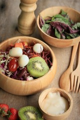Spinach salad and fruit