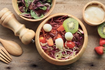 Spinach salad and fruit