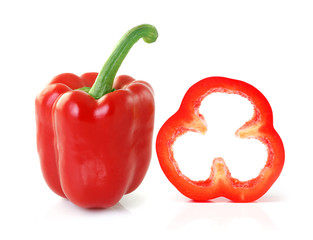 red sweet peper on white background