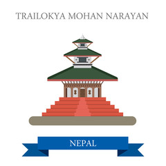 Trailokya Mohan Narayan Temple Nepal vector flat attraction