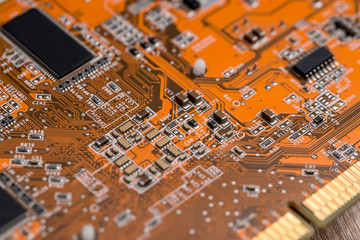 Computer motherboard  macro view