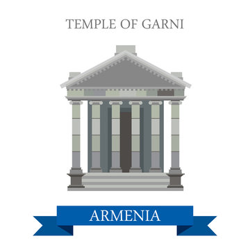 Temple of Garni Armenia landmarks vector flat attraction travel