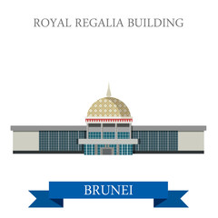 Royal Regalia Building Brunei landmarks vector flat attraction