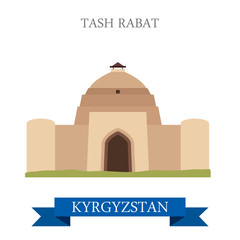 Tash Rabat in Kyrgyzstan vector flat attraction landmarks