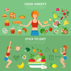 Woman slim lifestyle vector flat infographic: health and fitness