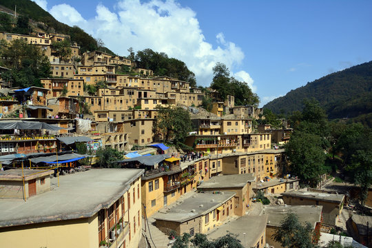 Unique pedestrian roofs of the Iranian village Masouleh