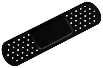 Black adhesive bandage on white background