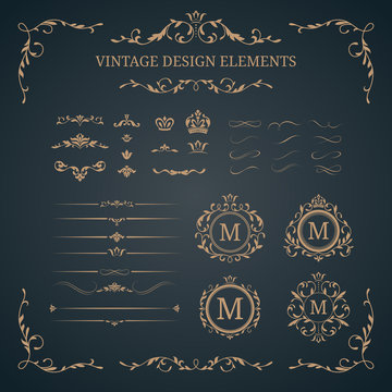 Vintage set of decorative elements