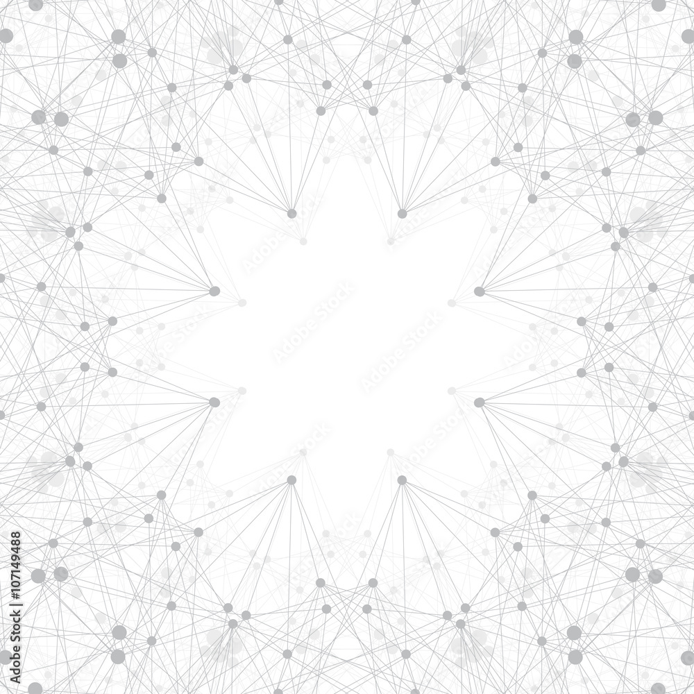 Poster geometric grey background molecule and communication . connected lines with dots. vector illustratio