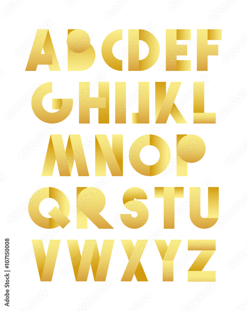 Poster retro font in gold. golden alphabet. letters for retro design directions. vintage set of letters. vi