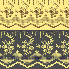 Vector lace border design set