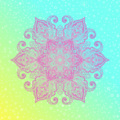 Mandala. Floral vintage round amulet tatoo