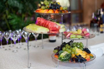 stylish luxury decorated tables for the celebration for a weddin