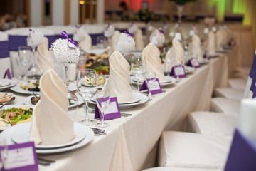 stylish luxury decorated tables for the celebration for a weddin