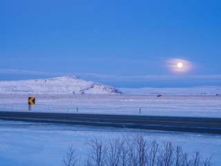 Beautiful moon during winter in Iceland