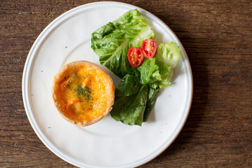 Close up of  Salmon quiche