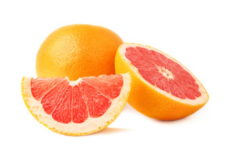Served grapefruit composition isolated over the white background