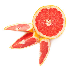 Served grapefruit composition isolated over the white background