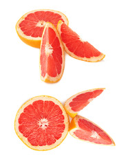 Served grapefruit composition isolated over the white background