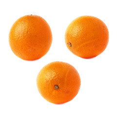 Orange fruit isolated over the white background, set of different foreshortenings