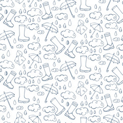 Seamless pattern with rainy weather