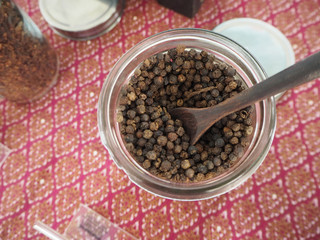 Black pepper in a glass