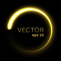 Gold neon glittering circle light tail