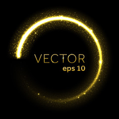 Golden neon glittering circle light tail © Ron Dale