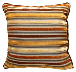 Close up Pillow with Brown, Yellow, Orange, Tan  Stripes