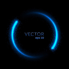 Blue neon glittering circle light tail © Ron Dale