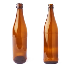 Empty beer glass bottle isolated over white background
