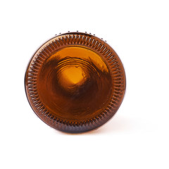 Empty beer glass bottle isolated over white background
