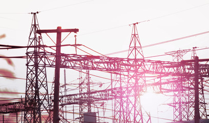 Power tower,power plant with color toned.