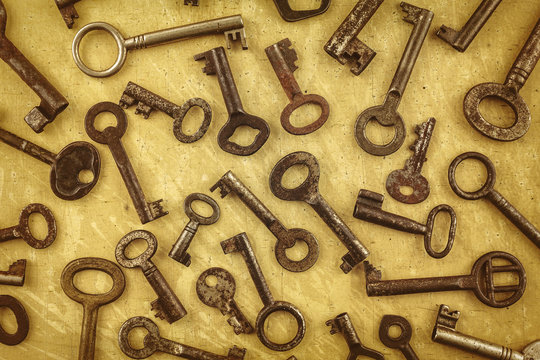 Assortment of different antique keys