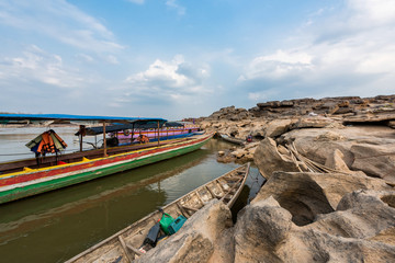 Dock of kong river at Sam pan bok in Ubon Ratchathani, Thailand