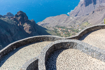 View to the canyon of Taguluche from the Mirador del Santo. Situated in the western part of Gomera...