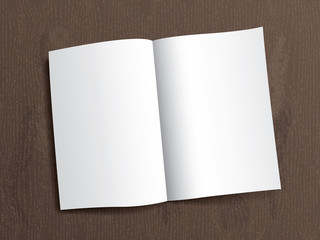 Realistic vector magazine mock up on wooden background in EPS10.