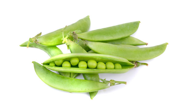 Peas on white background