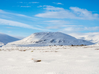 Snowcapped Mountain during winter in Iceland